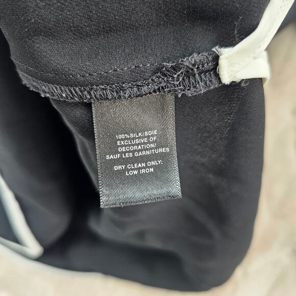 Lafayette 148 Blouse Medium Silk Piped Classic Knit Cuff Timeless Quiet Luxury - Picture 5 of 6